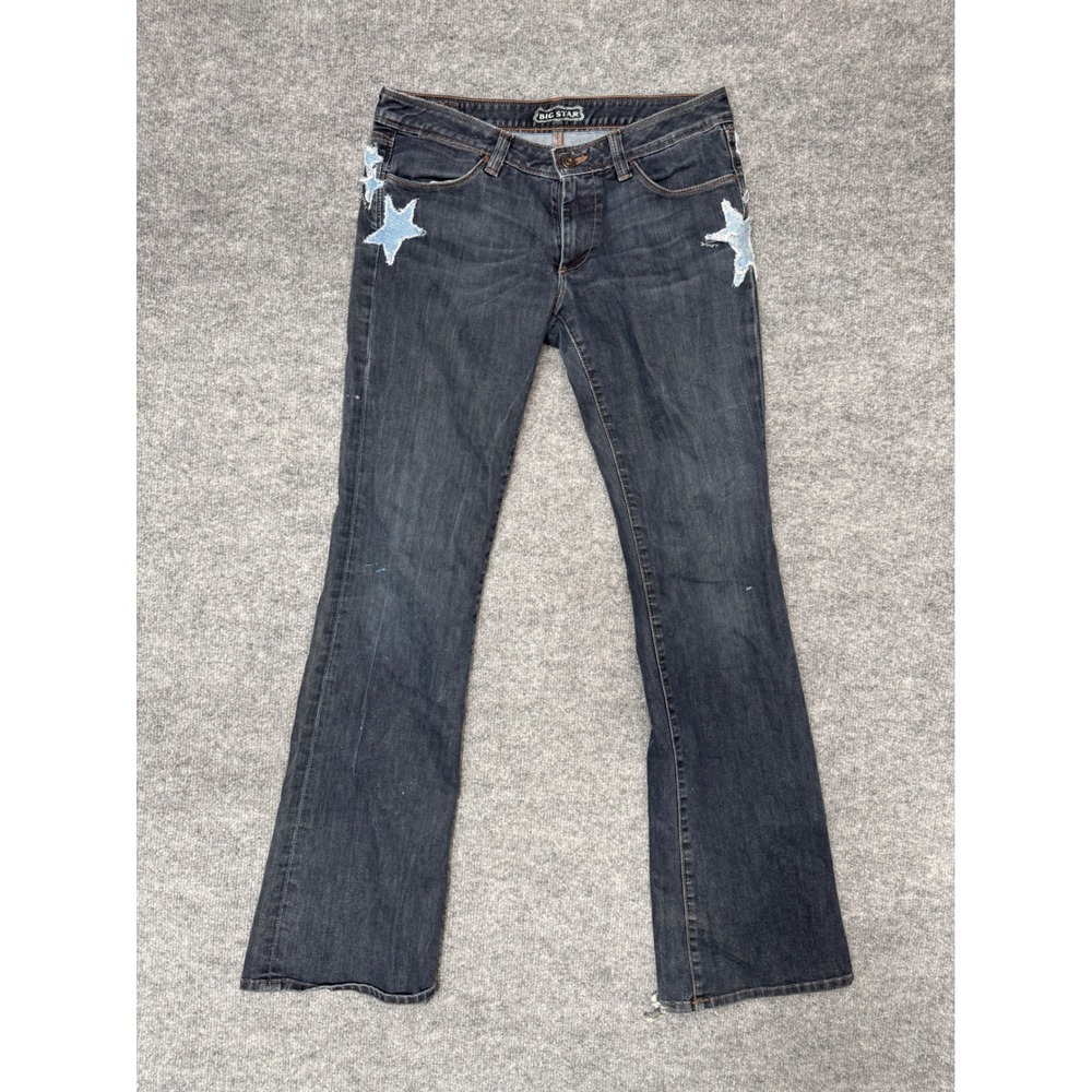 Big Star Star Patch Bootcut‎ Jeans Womens 32x32 Dark Wash Stretch Denim